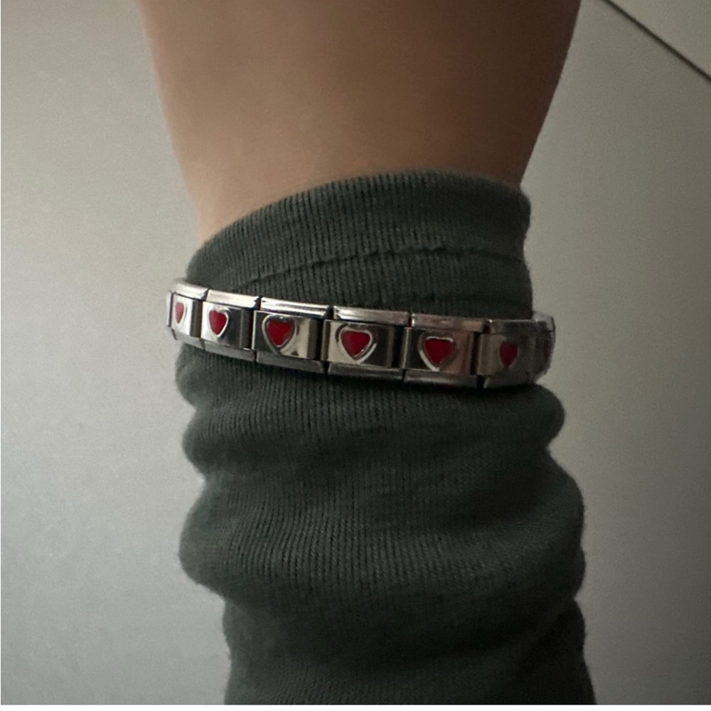 Elegant Silver and Red Women's Bracelet